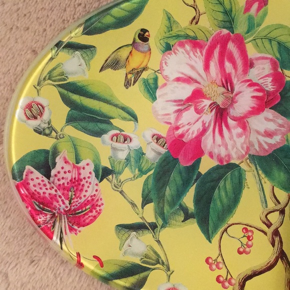 Yellow Floral Glass Oval Trinket Soap Dish NWOT - Picture 2 of 6